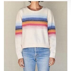 SUNDRY NWT Gradient Rainbow Striped Wool Blend Crew Neck Sweater Size XL (4)